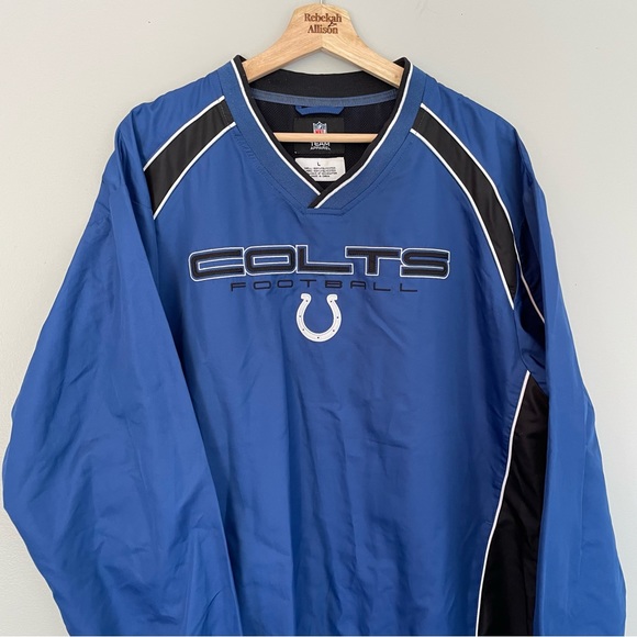 NFL COLTS Football Vintage V-Neck Windbreaker in Blue Men’s Size Large - Picture 3 of 9